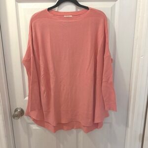NWOT Umgee Womens Size S Pink Coral Oversized Dolman Sleeve Knit Sweater Spring